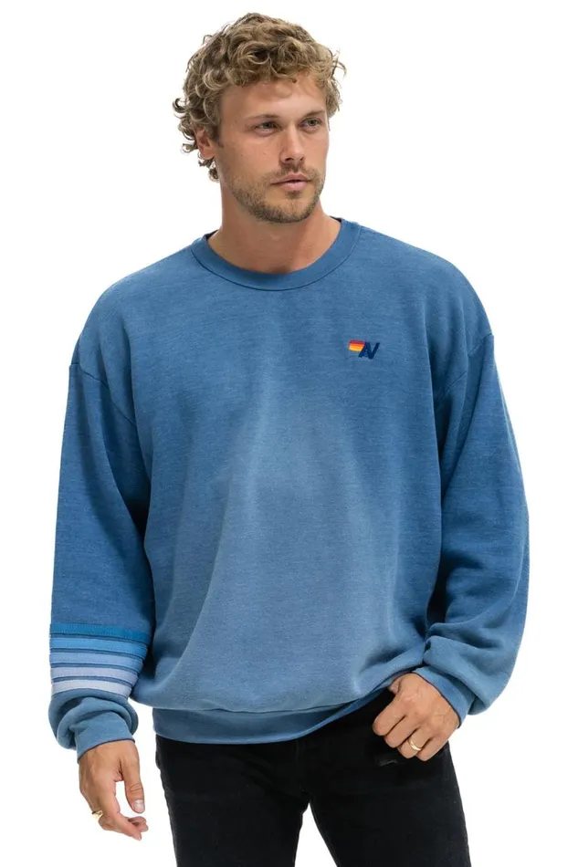 Rugby Stitch Relaxed Crew Sweatshirt 8211 Faded Water WomenMen Aviator Nation Sweatshirts