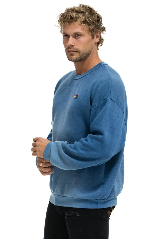 Rugby Stitch Relaxed Crew Sweatshirt 8211 Faded Water WomenMen Aviator Nation Sweatshirts