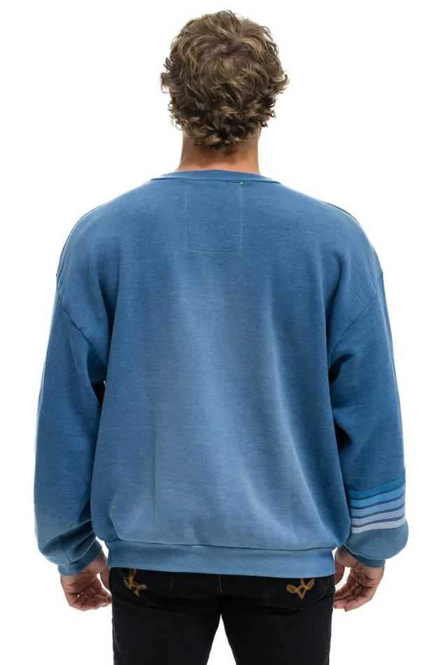 Rugby Stitch Relaxed Crew Sweatshirt 8211 Faded Water WomenMen Aviator Nation Sweatshirts