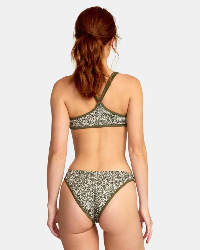 RVCA Bikini Bottoms Blocked Hi Leg Bikini Bottoms Micro Cat Olive 8211 Women