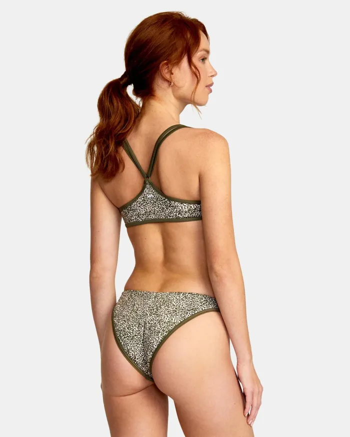 RVCA Bikini Bottoms Blocked Hi Leg Bikini Bottoms Micro Cat Olive 8211 Women