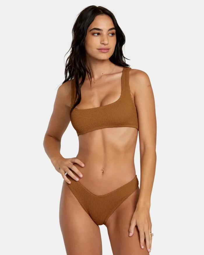 RVCA Bikini Bottoms Grooves Texture High Leg Bikini Bottoms Sienna 8211 Women