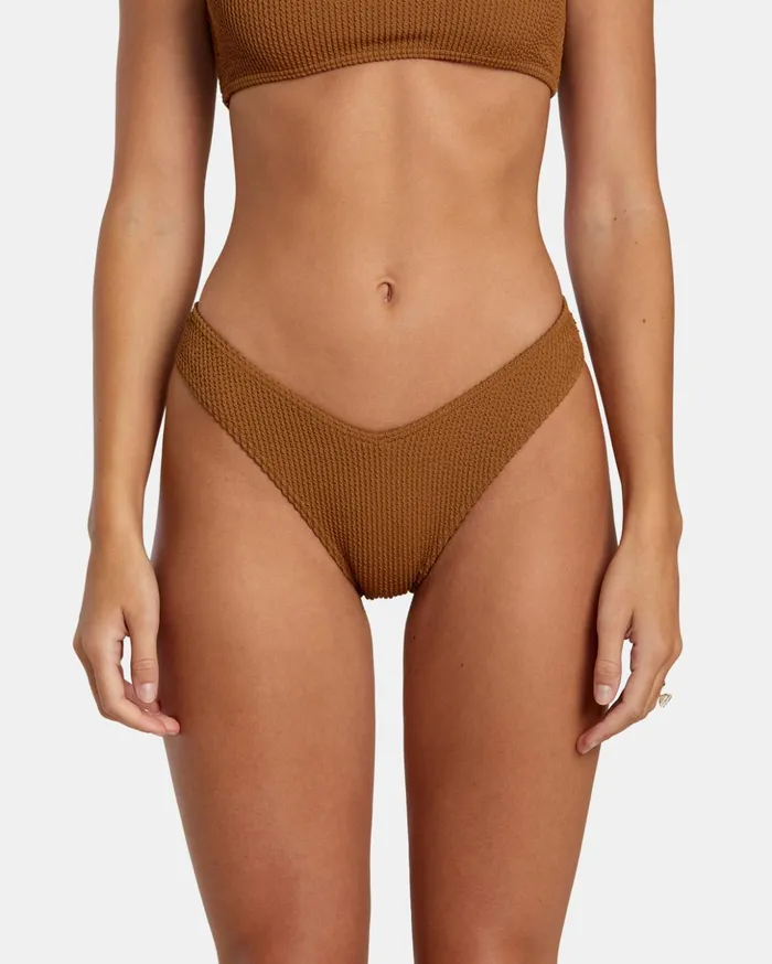 RVCA Bikini Bottoms Grooves Texture High Leg Bikini Bottoms Sienna 8211 Women