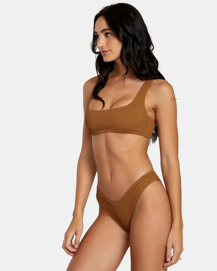 RVCA Bikini Bottoms Grooves Texture High Leg Bikini Bottoms Sienna 8211 Women
