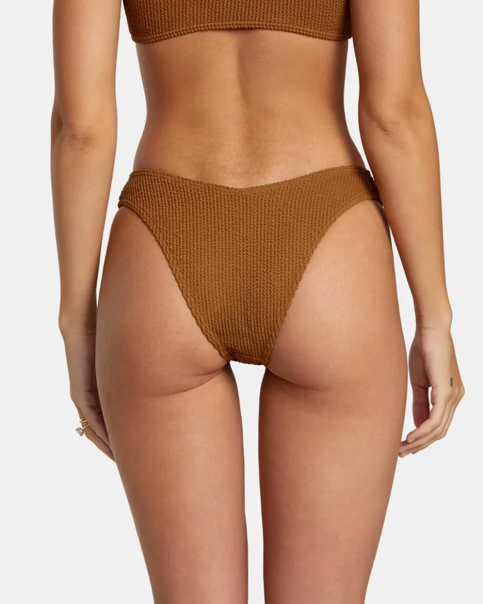 RVCA Bikini Bottoms Grooves Texture High Leg Bikini Bottoms Sienna 8211 Women