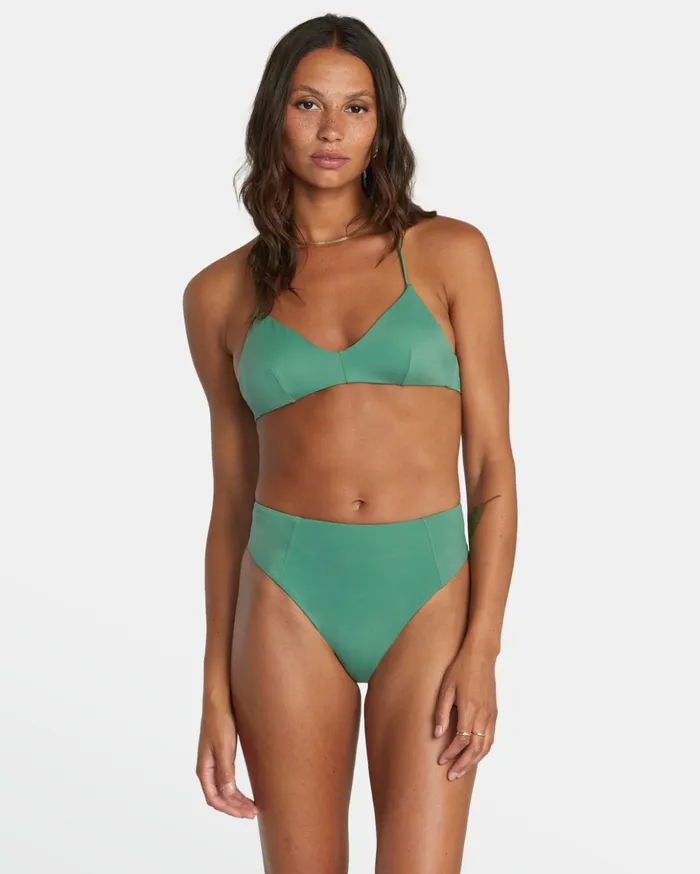 RVCA Bikini Bottoms Solid High Rise Cheeky Bikini Bottoms Palm 8211 Women