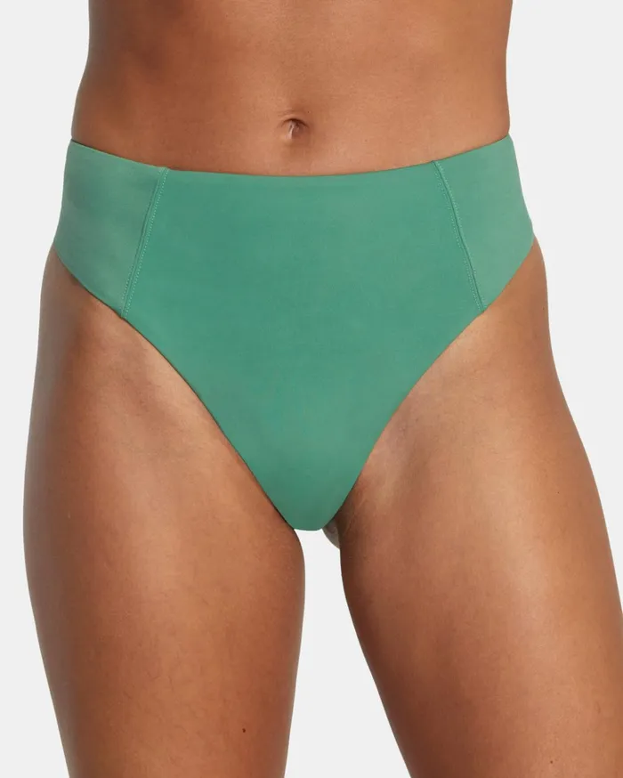 RVCA Bikini Bottoms Solid High Rise Cheeky Bikini Bottoms Palm 8211 Women