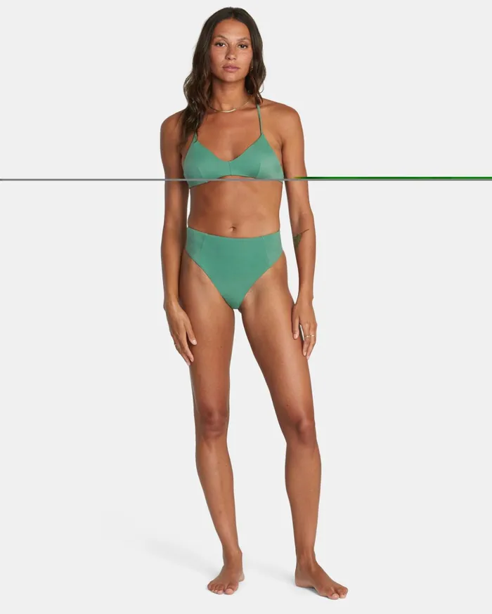 RVCA Bikini Bottoms Solid High Rise Cheeky Bikini Bottoms Palm 8211 Women
