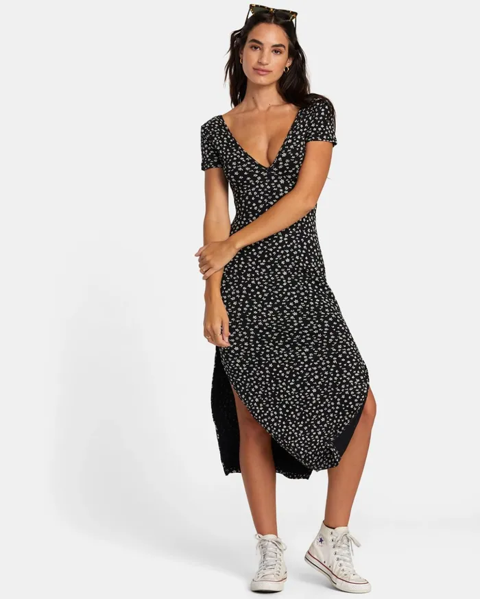RVCA Dresses Rompers Smitten Midi Dress Rvca Black 8211 Women