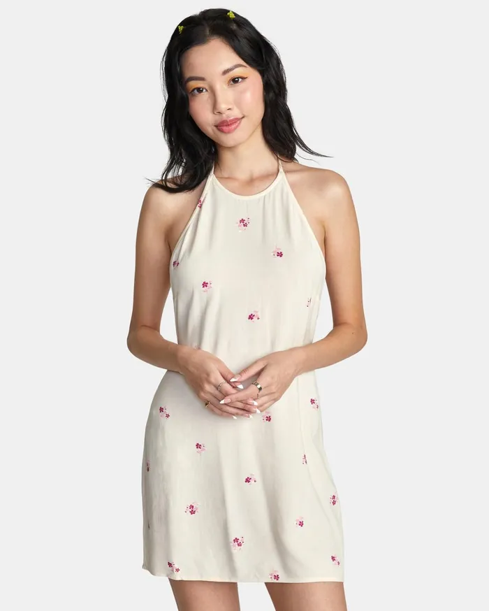 RVCA Dresses Rompers Straight On Halter Dress Cream 8211 Women