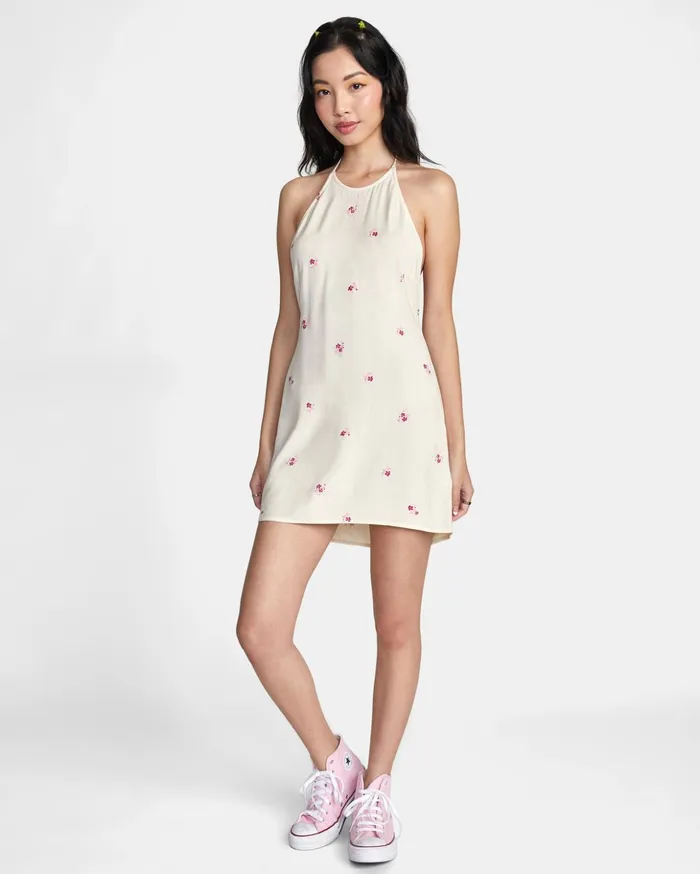 RVCA Dresses Rompers Straight On Halter Dress Cream 8211 Women