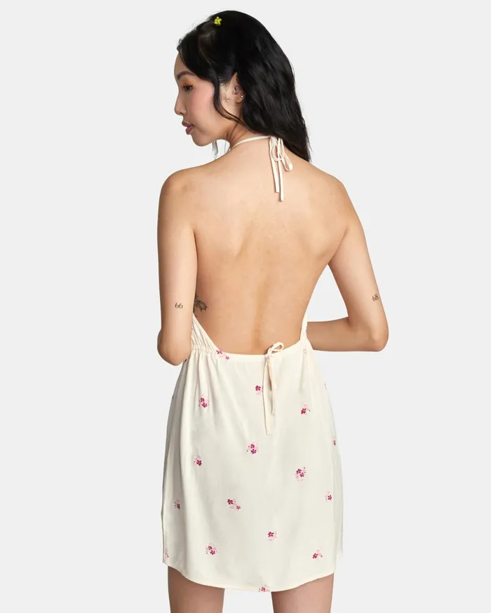 RVCA Dresses Rompers Straight On Halter Dress Cream 8211 Women