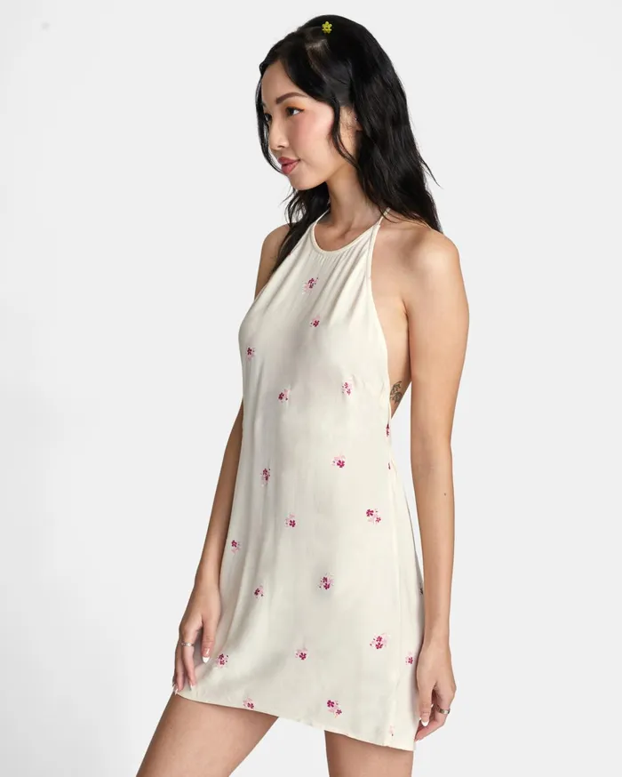 RVCA Dresses Rompers Straight On Halter Dress Cream 8211 Women