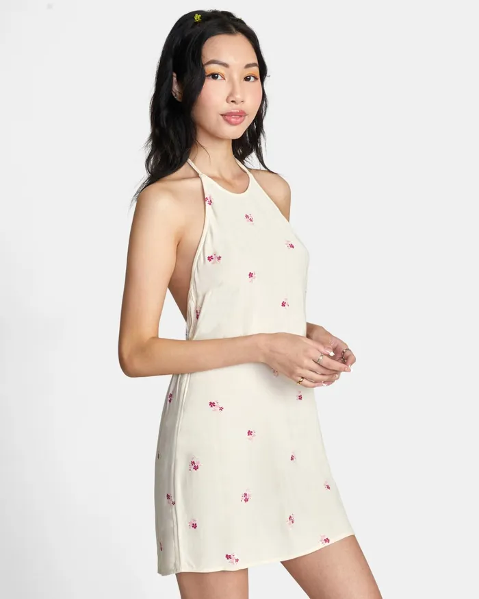 RVCA Dresses Rompers Straight On Halter Dress Cream 8211 Women
