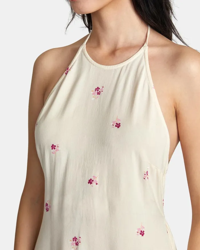 RVCA Dresses Rompers Straight On Halter Dress Cream 8211 Women