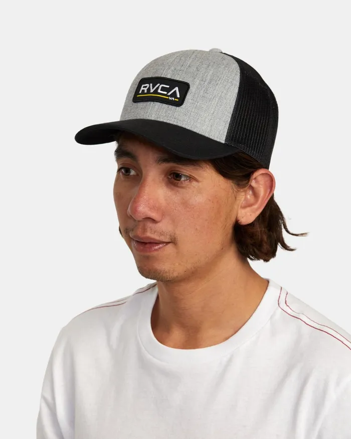 RVCA Hats Beanies Ticket Trucker III Hat Heather Greyblack 8211 Men