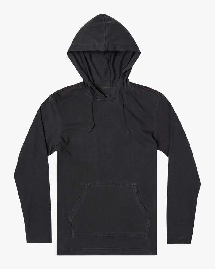 RVCA Hoodies Sweatshirts PTC PIGMENT HOODED LONG SLEEVE TEE Pirate Black 8211 Men