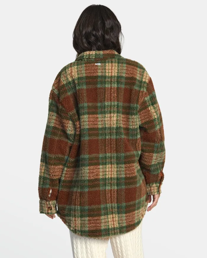 RVCA Jackets Birdie Shacket Flannel Jacket Caramel 8211 Women