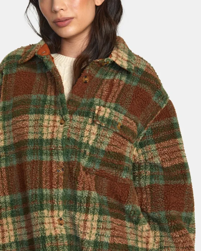 RVCA Jackets Birdie Shacket Flannel Jacket Caramel 8211 Women