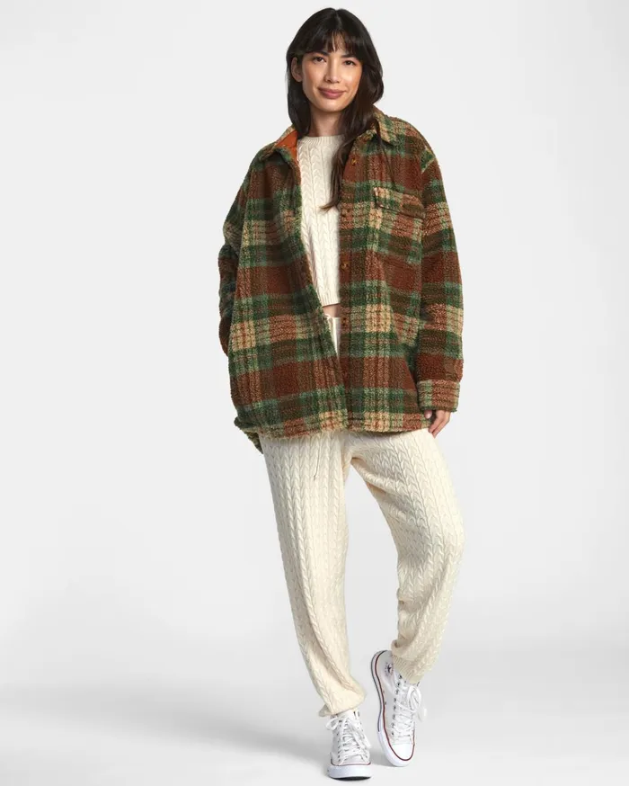 RVCA Jackets Birdie Shacket Flannel Jacket Caramel 8211 Women