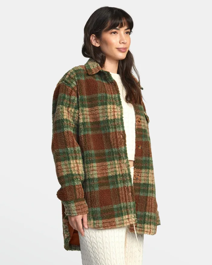 RVCA Jackets Birdie Shacket Flannel Jacket Caramel 8211 Women