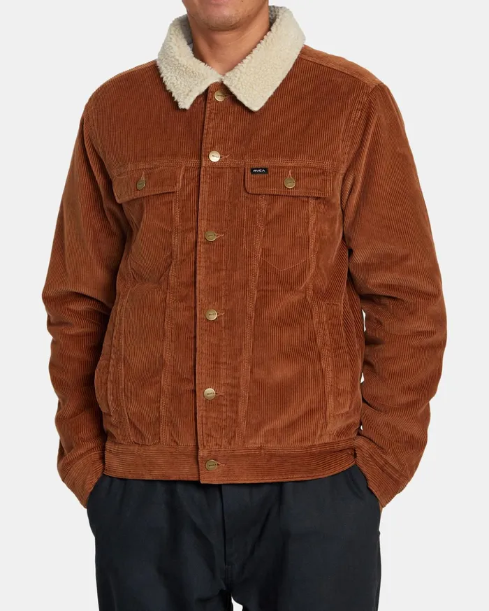RVCA Jackets Waylon Corduroy Trucker Jacket Rawhide 8211 Men