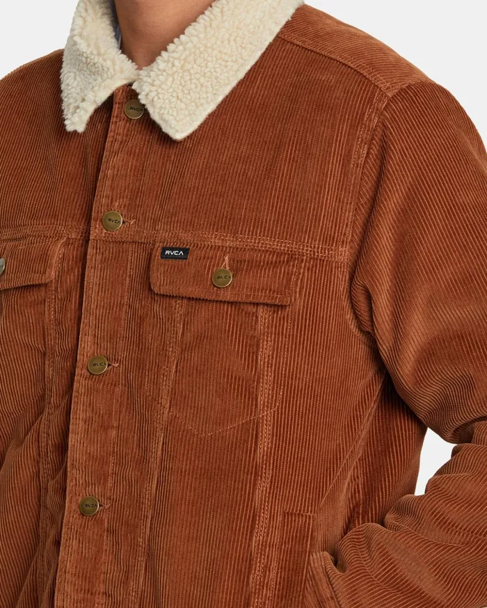 RVCA Jackets Waylon Corduroy Trucker Jacket Rawhide 8211 Men