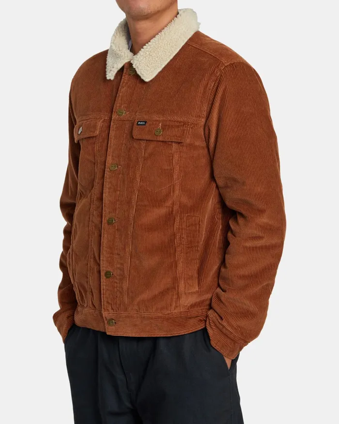 RVCA Jackets Waylon Corduroy Trucker Jacket Rawhide 8211 Men