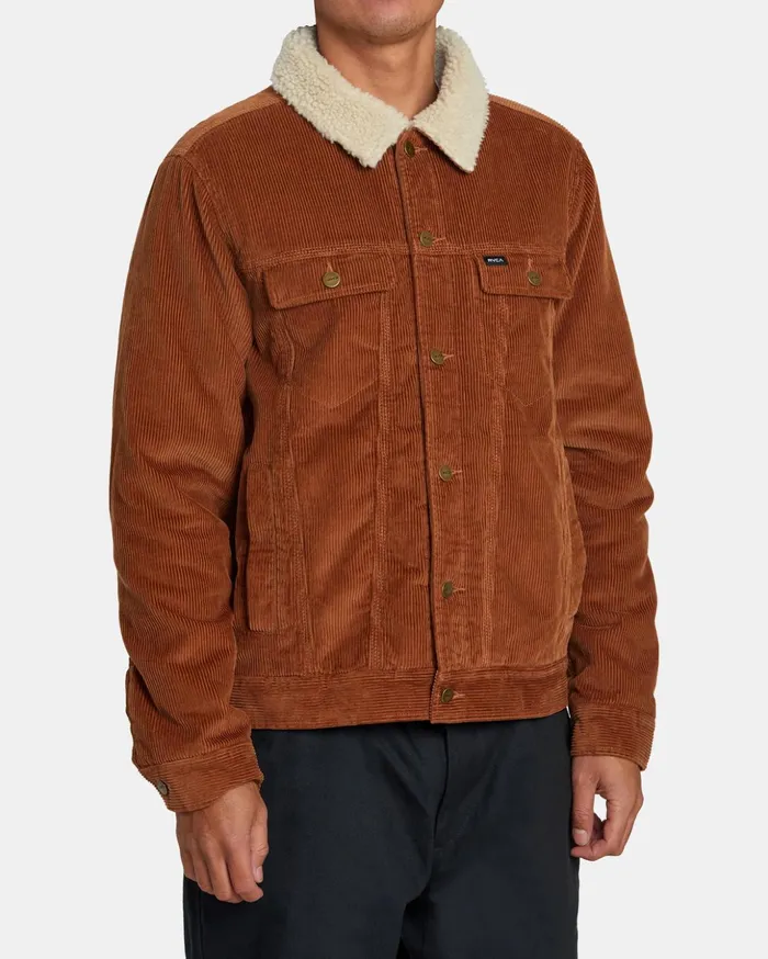 RVCA Jackets Waylon Corduroy Trucker Jacket Rawhide 8211 Men