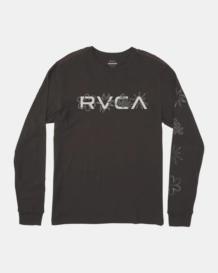 RVCA Long Sleeves Big Bloom Long Sleeve TShirt Pirate Black 8211 Men