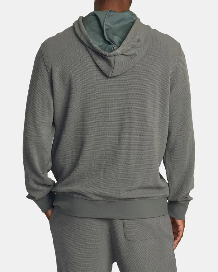 RVCA Long Sleeves CAble Waffle Knit ZipUp Hoodie Olive 8211 Men