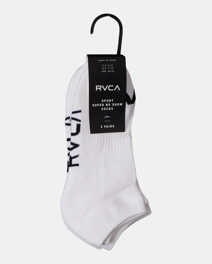 RVCA Other Accessories 3 Pack Sport Logo Super NoShow Socks White 8211 WomenMen