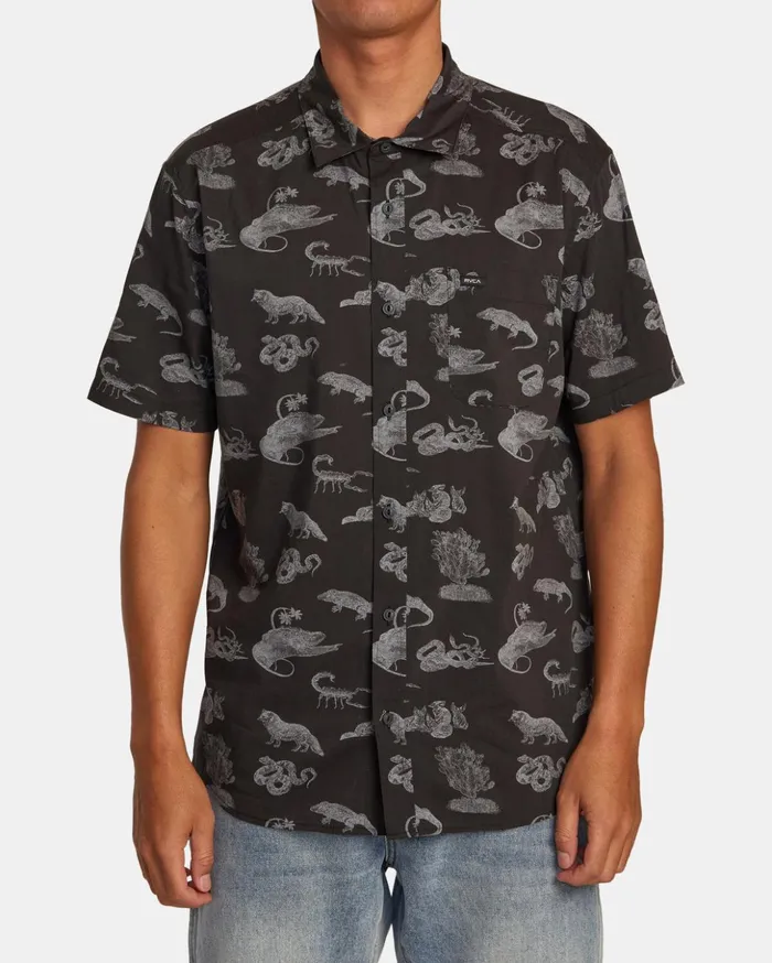 RVCA Shirts Flannels Arrivals Short Sleeve Shirt Black 8211 Men