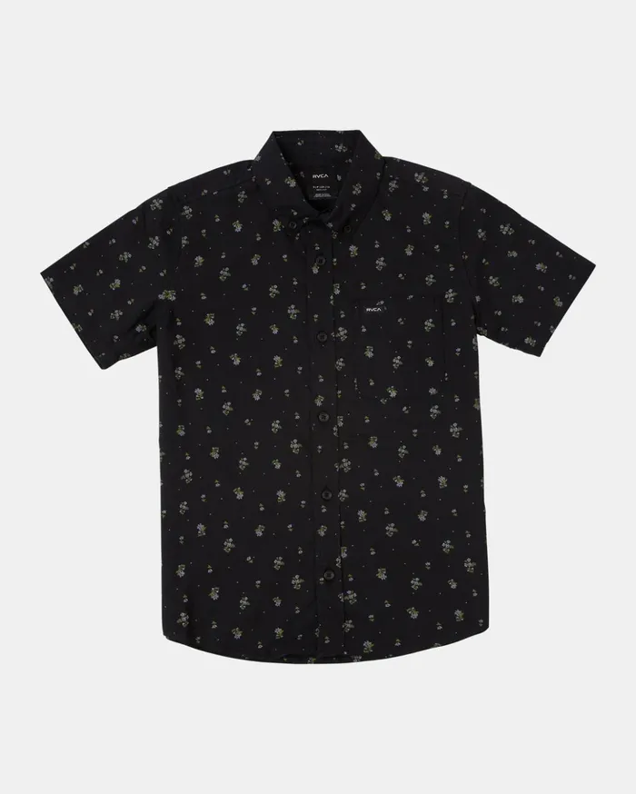 RVCA Shirts Flannels Boy039s Thatll Do Print Short Sleeve Shirt Rvca Black 8211 Boys