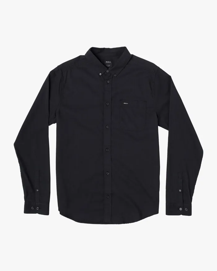 RVCA Shirts Flannels Boy039s Thatll Do Stretch Long Sleeve Shirt Black 8211 Boys