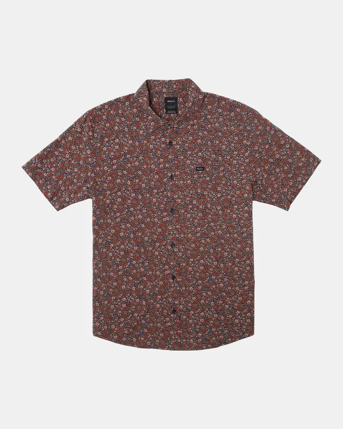 RVCA Shirts Flannels English Roses Short Sleeve Shirt Moody Blue 8211 Men