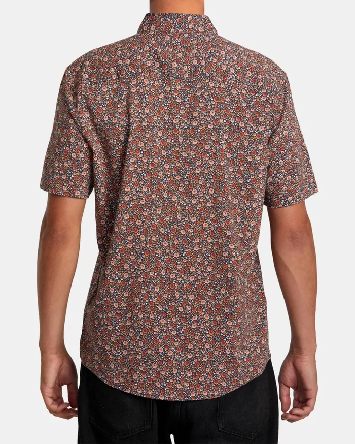 RVCA Shirts Flannels English Roses Short Sleeve Shirt Moody Blue 8211 Men