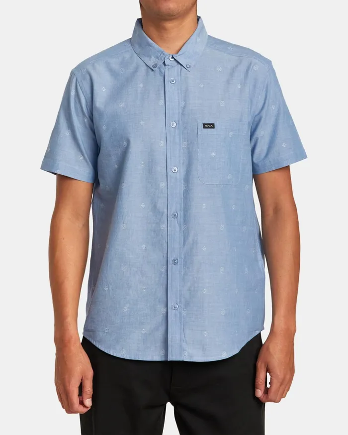 RVCA Shirts Flannels That039ll Do Dobby Short Sleeve Shirt Baja Blue 8211 Men RVCA Shirts Flannels That039ll Do Dobby Short Sleeve Shirt Baja Blue 8211 Men