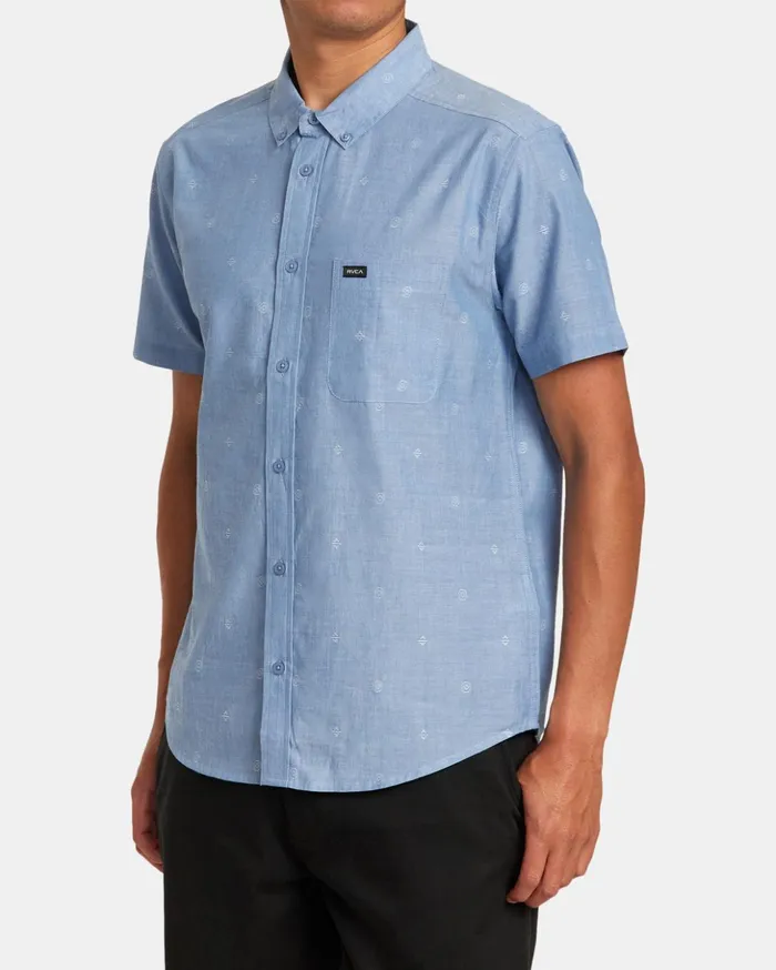 RVCA Shirts Flannels That039ll Do Dobby Short Sleeve Shirt Baja Blue 8211 Men RVCA Shirts Flannels That039ll Do Dobby Short Sleeve Shirt Baja Blue 8211 Men