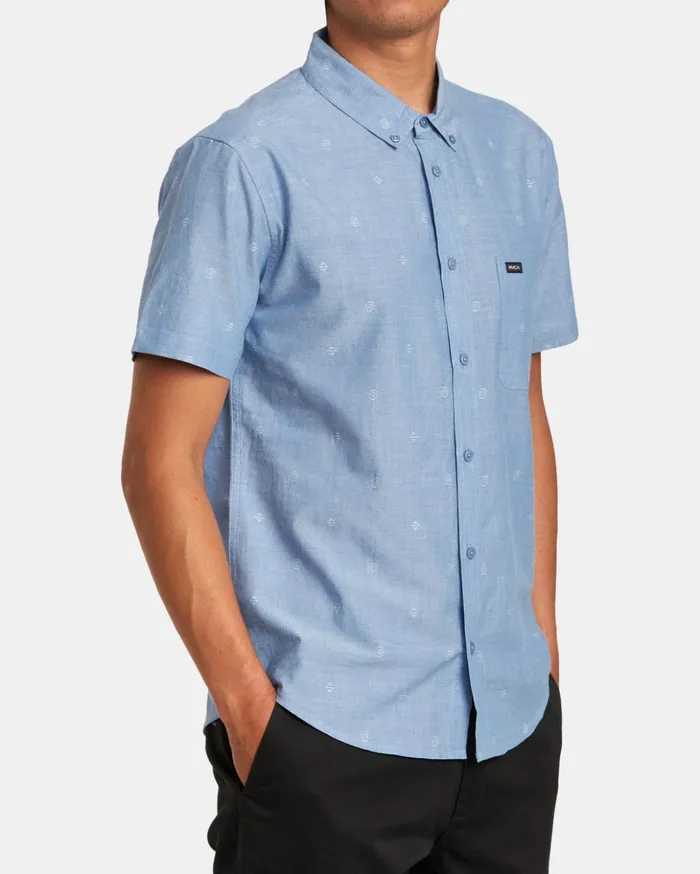 RVCA Shirts Flannels That039ll Do Dobby Short Sleeve Shirt Baja Blue 8211 Men RVCA Shirts Flannels That039ll Do Dobby Short Sleeve Shirt Baja Blue 8211 Men