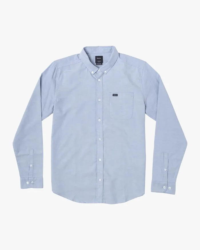 RVCA Shirts Flannels Thatll Do Stretch Long Sleeve Shirt Oxford Blue 8211 Men RVCA Shirts Flannels Thatll Do Stretch Long Sleeve Shirt Oxford Blue 8211 Men