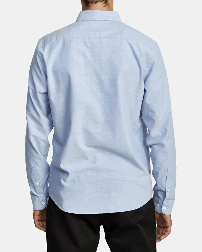 RVCA Shirts Flannels Thatll Do Stretch Long Sleeve Shirt Oxford Blue 8211 Men RVCA Shirts Flannels Thatll Do Stretch Long Sleeve Shirt Oxford Blue 8211 Men