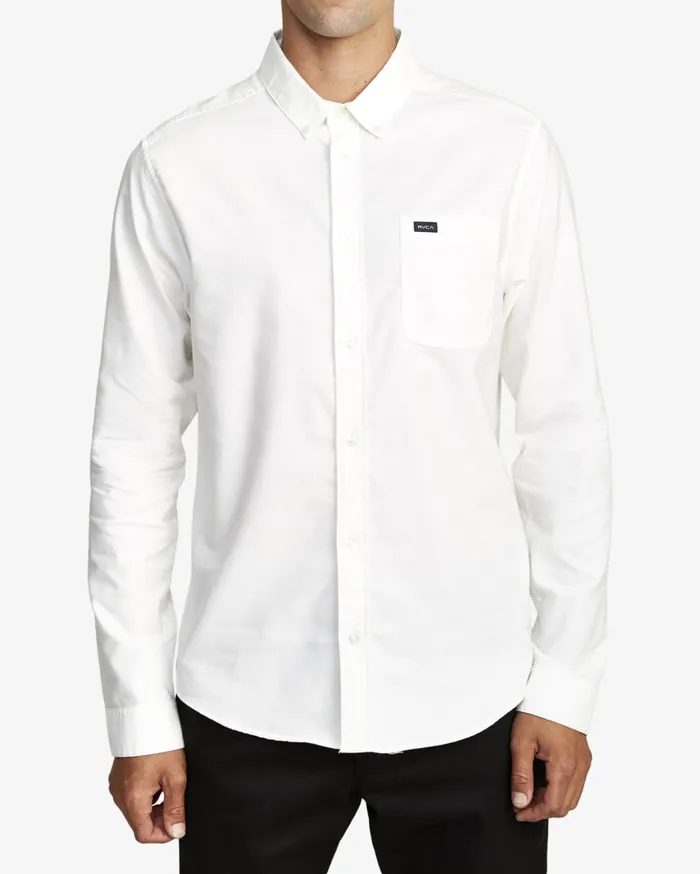 RVCA Shirts Flannels Thatll Do Stretch Long Sleeve Shirt White 8211 Men