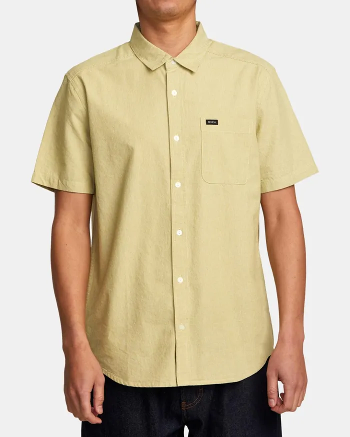 RVCA Shirts Flannels Visions Stripe Short Sleeve Shirt Marsh 8211 Men