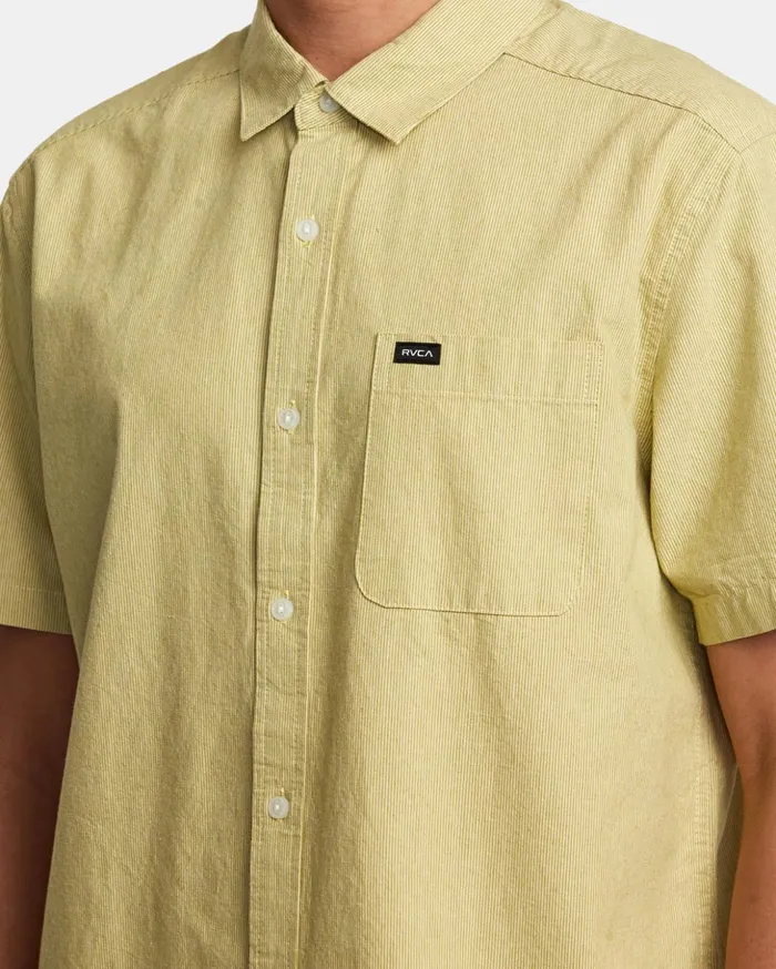 RVCA Shirts Flannels Visions Stripe Short Sleeve Shirt Marsh 8211 Men