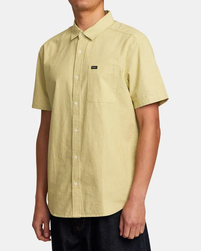 RVCA Shirts Flannels Visions Stripe Short Sleeve Shirt Marsh 8211 Men
