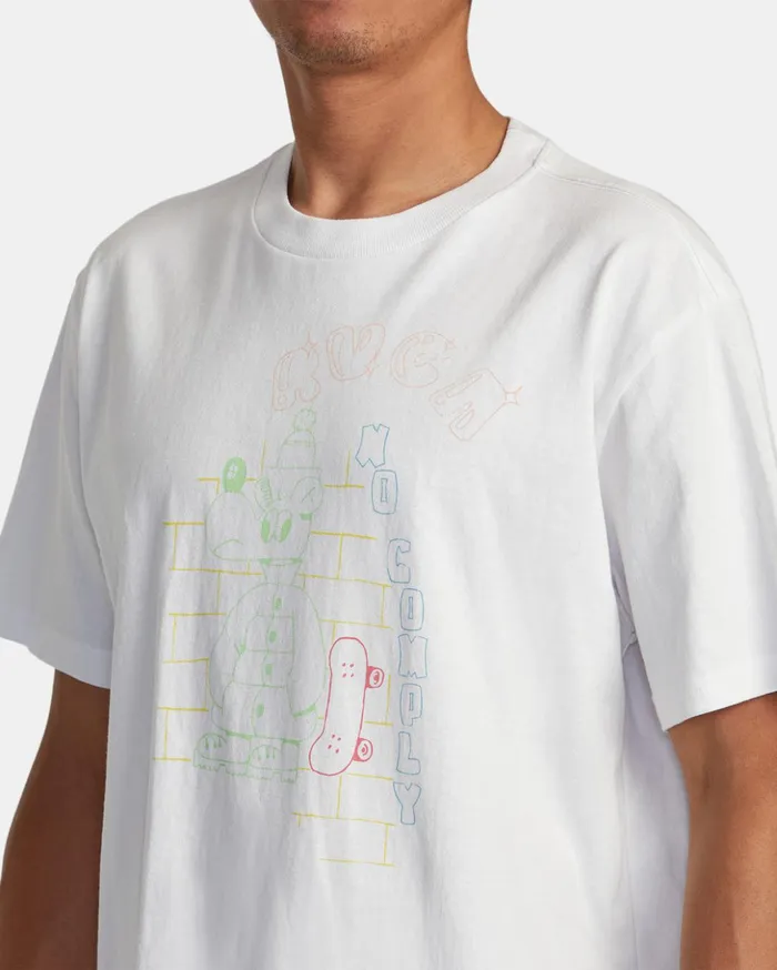 RVCA Short Sleeves No Comply Tee White 8211 Men