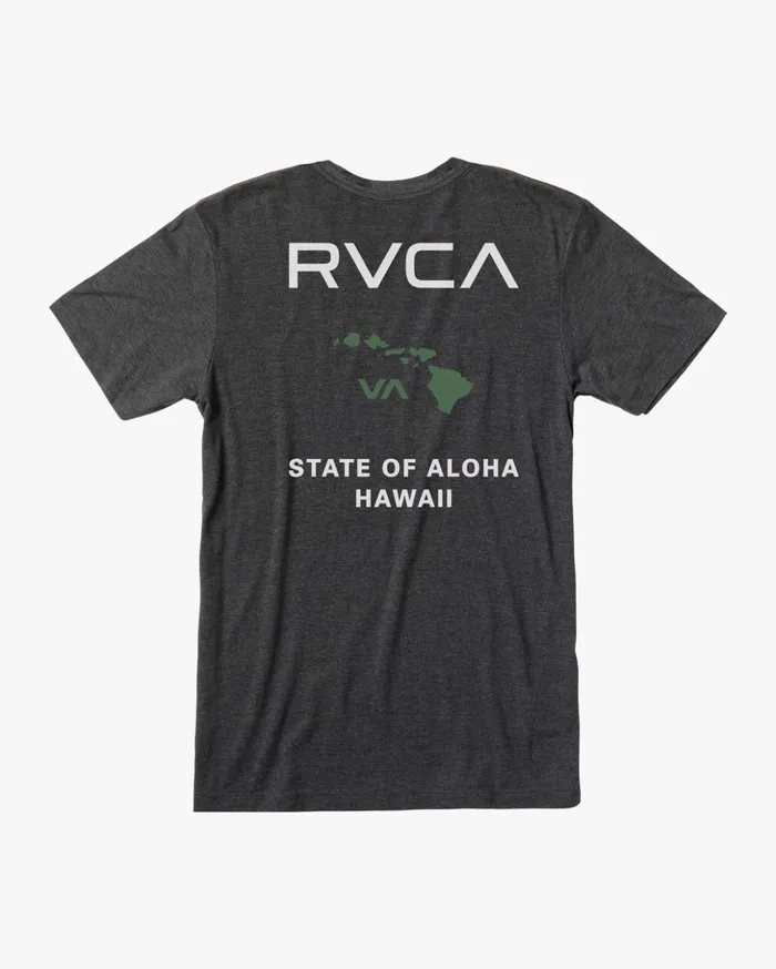 RVCA Short Sleeves State Of Aloha Tee Blackgreen 8211 Men