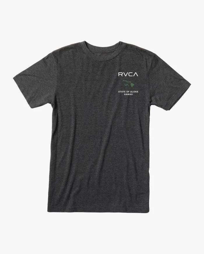 RVCA Short Sleeves State Of Aloha Tee Blackgreen 8211 Men