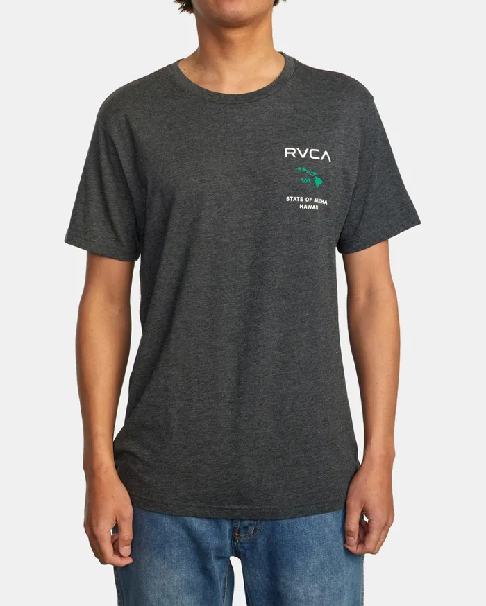 RVCA Short Sleeves State Of Aloha Tee Blackgreen 8211 Men